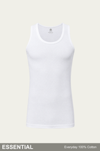 Men Sleeveless Essential Vest (Pack of 1) - White