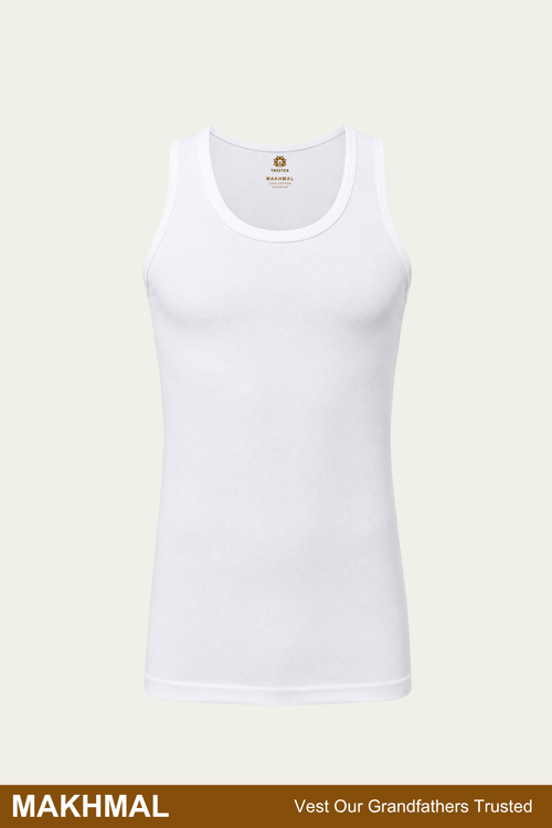 Men Sleeveless Makhmal Vest (Pack of 1) - White