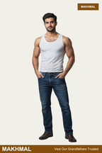 Men Sleeveless Makhmal Vest (Pack of 1) - White