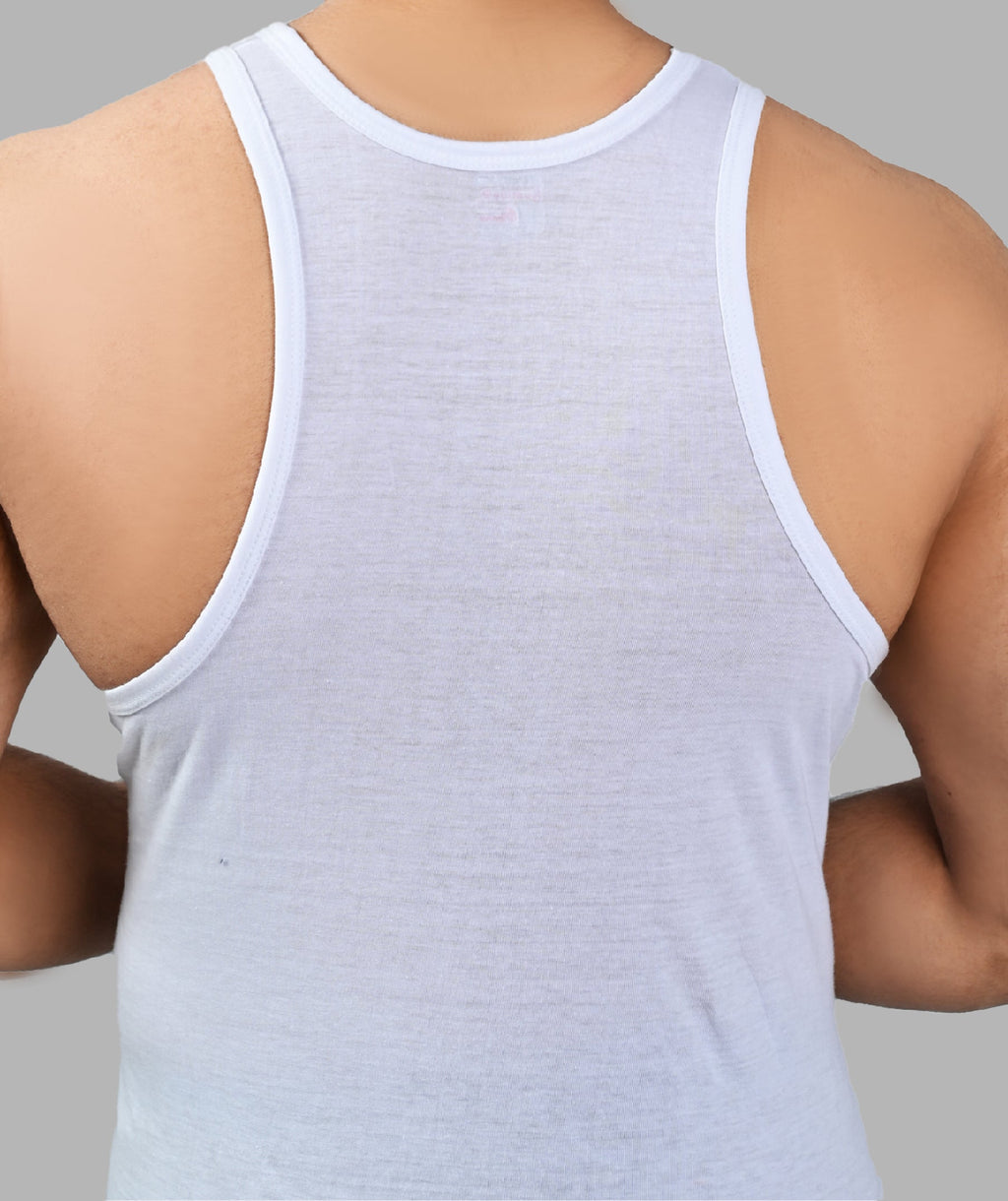 Men Sleeveless Essential Vest (Pack of 1) - White