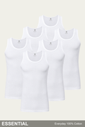Men Sleeveless Essential Vest (Pack of 6) - White