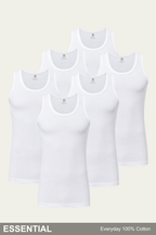 Men Sleeveless Essential Vest (Pack of 6) - White