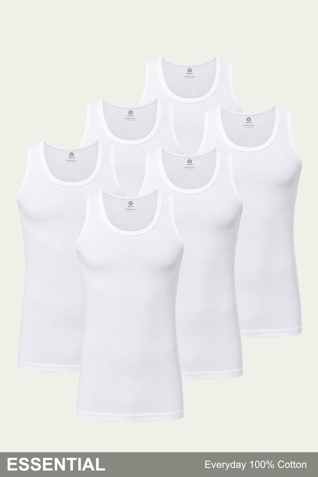 Men Sleeveless Essential Vest (Pack of 6) - White